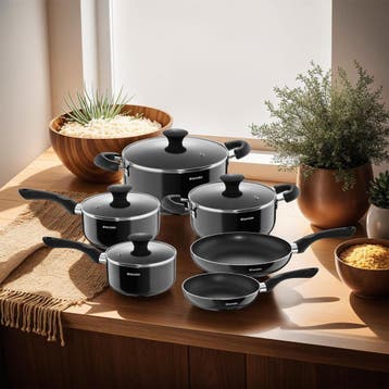 Pannenset Varese, aluminium met glazen deksels, 15-delig, Verzenden, Nieuw