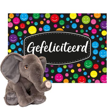 Keel Toys cadeaukaart Gefeliciteerd - olifant knuffel - 35, Verzenden, Nieuw