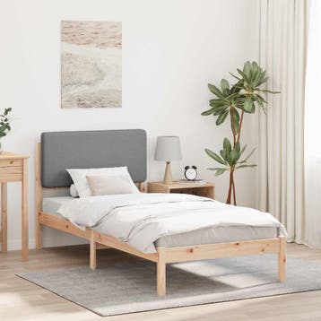 vidaXL Bedframe met Gevoerd Hoofdgedeelte Lichtgrijs 75 x, Verzenden, Nieuw, Hout