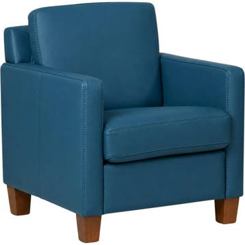 Leren fauteuil Smart - Toledo Turquoise (blauw) - Poten, Nieuw, Ophalen of Verzenden, Bohemian, Eigentijds, Modern, Retro, 50 tot 75 cm