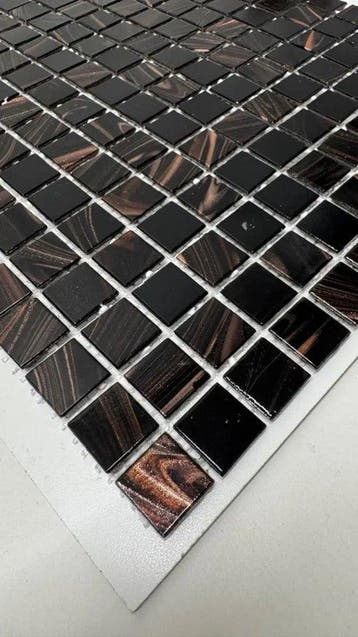 Wand & Vloer Mozaïek Tegels Factory Glas Zwart Goud - Mat.., Nieuw, Ophalen of Verzenden, 20 tot 40 cm, 10 m² of meer