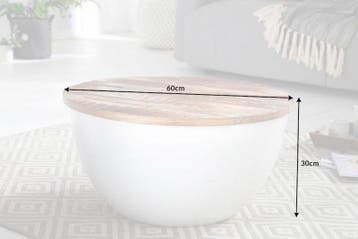 Ronde salontafel INDUSTRIELE OPSLAG 60cm wit natuurlijk, Ophalen of Verzenden, Nieuw