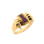 Vintage roségouden ring met spinel, Sieraden, Tassen en Uiterlijk, Ringen, Gebruikt, Overige kleuren, 19 tot 20, Ophalen of Verzenden