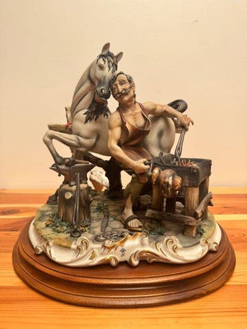 Capodimonte - M. Lory - Beeld, Smid met paard - 32 cm -