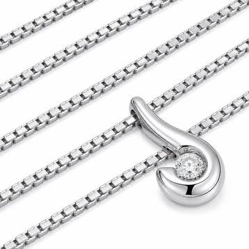 UnoAErre - Ketting met hanger - 18 karaat Witgoud - 0.03ct.