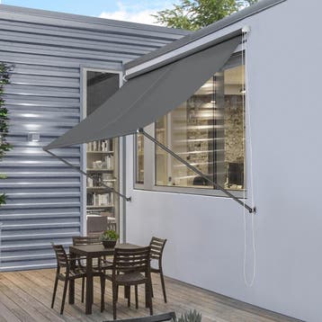 Luifel markies uitvalscherm grijs 400x120 cm, Tuin en Terras, Zonneschermen, Verzenden, Nieuw