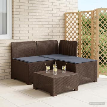 vidaXL 3-zits tuinbank met kussens in rattanlook 3-zits PP, Verzenden, Nieuw