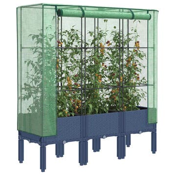 vidaXL Plantenbak verhoogd met kashoes 120x40x140 cm, Verzenden, Nieuw, Kunststof