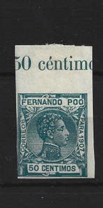 Fernando Poo 1907 - zonder getande rand van het blad, niet, Gestempeld