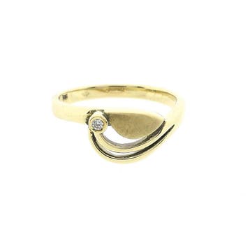 Gouden ring met zirconia, Gebruikt, Ophalen of Verzenden, 17 tot 18, Met edelsteen