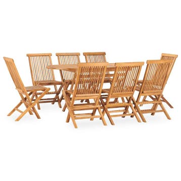 vidaXL 9-delige Tuinset inklapbaar massief teakhout, Tuin en Terras, Verzenden, Nieuw, Teakhout, Tuinset