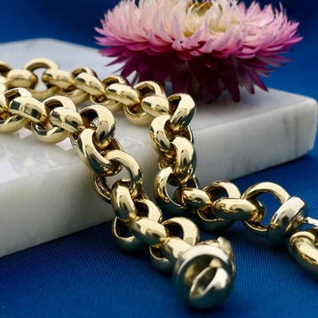 Gouden jasseron schakelarmband | 21 cm, Ophalen of Verzenden, Gebruikt, Goud, Goud