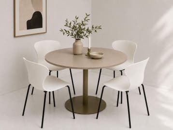 Vergaderset voor 4 personen - Ronde kantinetafel met 4, Huis en Inrichting, Tafels | Eettafels, Ophalen of Verzenden, Gebruikt