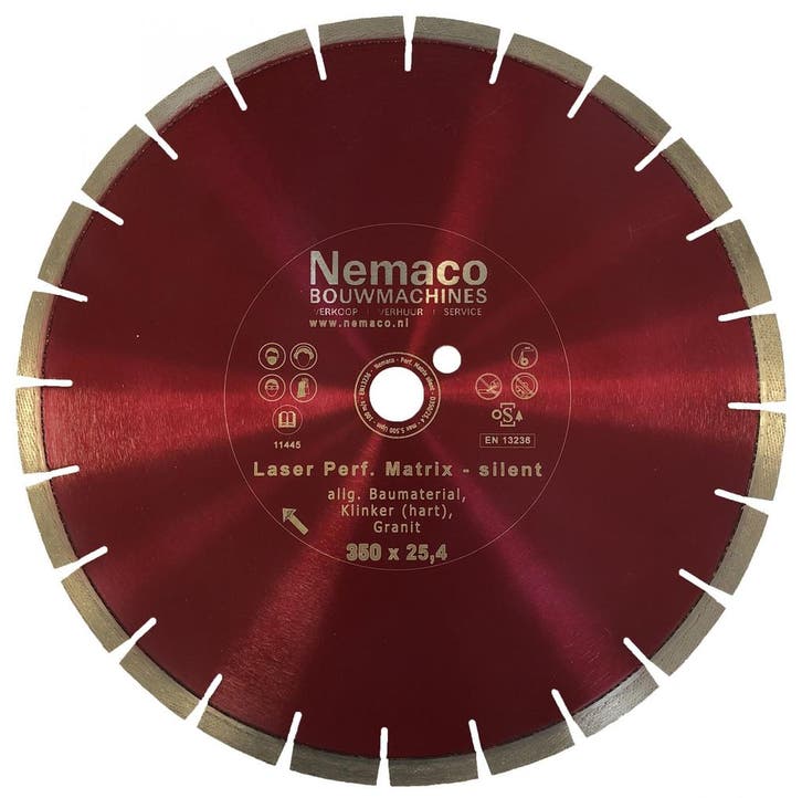 Nemaco diamantzaagblad beton 350 x 25,4 mm extra stil, Zakelijke goederen, Machines en Bouw | Tuin, Park en Bosbouw, Overige typen