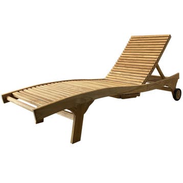 Rio ligbed 200x65xH40cm teak verstelbaar, Tuin en Terras, Ophalen of Verzenden, Nieuw, Teakhout