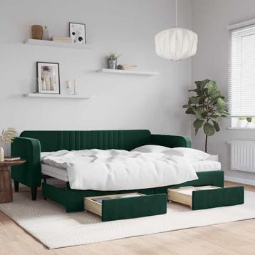 vidaXL Slaapbank onderschuifbed en lades 80x200 cm fluweel, Huis en Inrichting, Eenpersoons, Verzenden, Nieuw, 80 cm