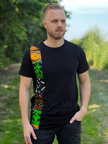 T-shirt met Afrikaanse print details - groene bogolan band -, Ophalen of Verzenden, Nieuw