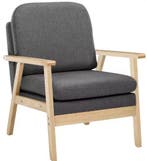 Gestoffeerde Linnen Fauteuil – Houten Lounge Stoel voor Thui, Verzenden, Nieuw