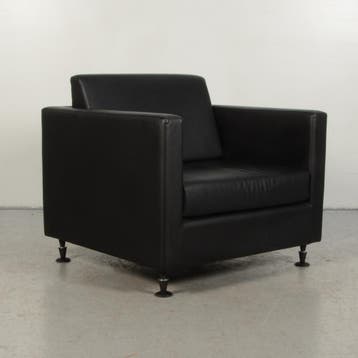 Fauteuil Frontseat - Zwart leder - 4-poot onderstel, Ophalen of Verzenden, Nieuw in verpakking