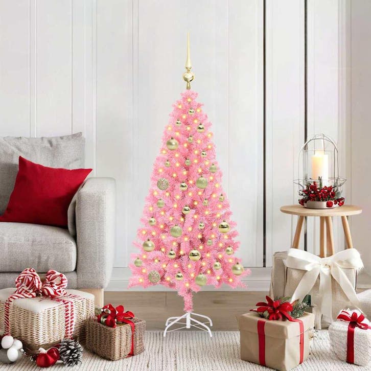 vidaXL Kerstboom Roze 120 cm PVC, Diversen, Kerst, Nieuw, Verzenden