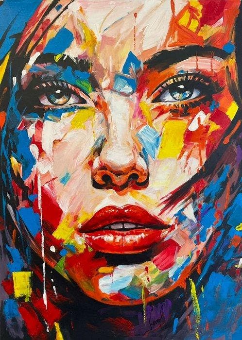 Jarol - La Emoción del Lienzo: Rostro Multicolor, Antiek en Kunst, Kunst | Schilderijen | Modern