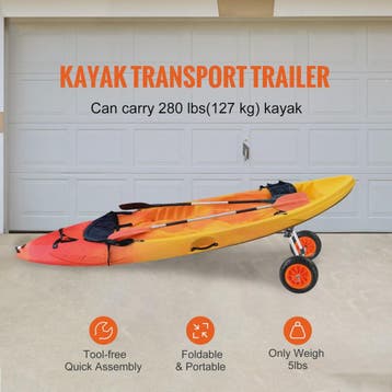 Robuuste Kayak & Kano Trailer Kar met 10'' Massieve Banden -, Verzenden, Nieuw