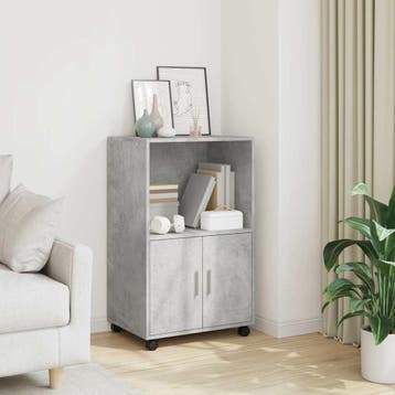 vidaXL Rolkast 55x40x91 cm bewerkt hout betongrijs, Minder dan 50 cm, Verzenden, Nieuw, Minder dan 100 cm