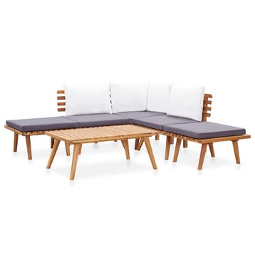 vidaXL 6-delige tuinloungeset van massief acaciahout, Verzenden, Nieuw, Hardhout, Loungeset