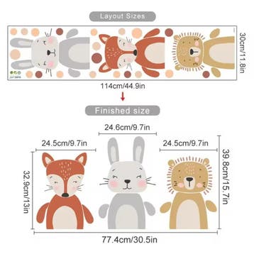 Grote muur-, kast- of deur stickerset Boho Animals met stipp, Overige merken, Nieuw, Ophalen of Verzenden, Wanddecoratie
