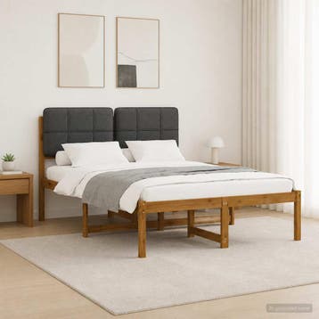vidaXL Bedframe met gestoffeerd hoofdbord Naturel en, Huis en Inrichting, Verzenden, Nieuw, Hout