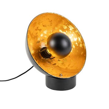 Industriële tafellamp zwart met gouden binnenkant - Magna, Huis en Inrichting, Lampen | Tafellampen, Verzenden, Nieuw