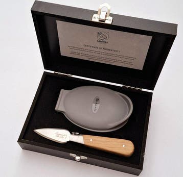 Laguiole - Oyster Knife & Oyster holder - Oak Wood handle -, Antiek en Kunst