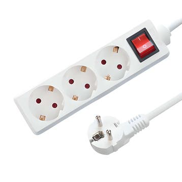 DRIEVOUDIGE TAFELCONTACTDOOS | MET SCHAKELAAR | 1.5M | WIT, Nieuw