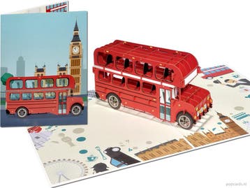 Dubbeldekker Bus met Highlights Londen Engeland Pop-up kaart, Verzenden, Nieuw