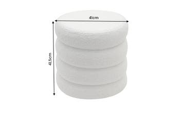 Kruk VOGUE 40cm rond bekleed met opbergruimte bouclé wit, Ophalen of Verzenden, Nieuw