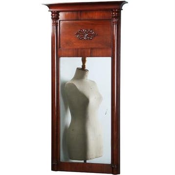 Smalle biedermeier mahoniehouten schouwspiegel ca 1820 met z, Ophalen of Verzenden