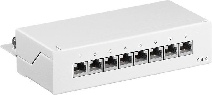CAT 6 mini/desktop patchpaneel, 8-poorts (1 U)-Wit, Computers en Software, Servers, Nieuw, Ophalen of Verzenden