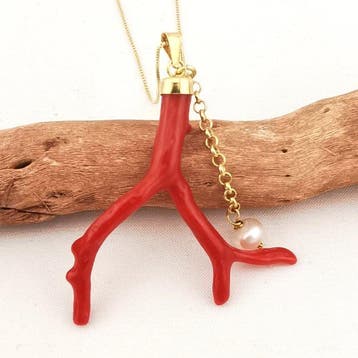Koraal - Zilver - Ketting met hanger - Italiaans vakmanschap