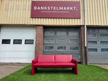 Bankstel LEOLUX BOAVISTA rood leren design 3 zit bank, Huis en Inrichting, Banken | Bankstellen, Design, 150 tot 200 cm, Driepersoons