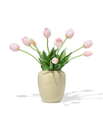HEMA Vaas 15cm keramiek spikkels groen, Huis en Inrichting, Woonaccessoires | Vazen, Verzenden, Nieuw, Groen