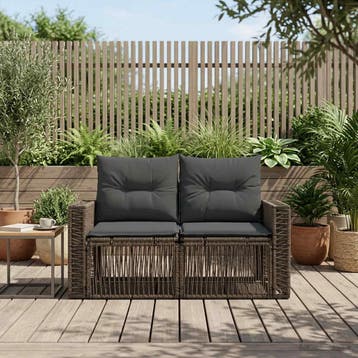 vidaXL Tuinbank 2-Aantal zitplaatsen Grijs poly rattan, Verzenden, Nieuw, Rotan