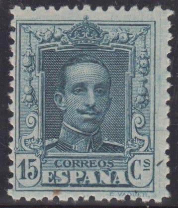 Spanje 1922/1930 - Alfonso XIII. Vaquer-type. 15 céntimos,, Postzegels en Munten, Gestempeld