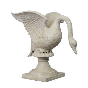Gietijzeren sculptuur van een zwaan op sokkel (Interieur), Verzenden, Nieuw
