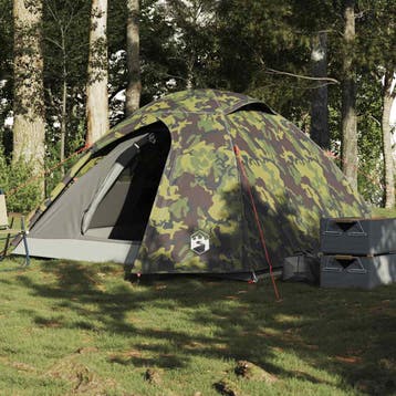 vidaXL Koepeltent 3-persoons waterdicht camouflage, Verzenden, Nieuw, Tot en met 2