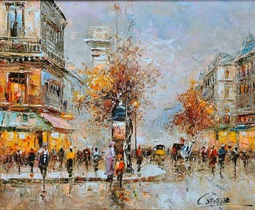 Christof Vevers (1962) - Paris, scène d’automne, Antiek en Kunst, Kunst | Schilderijen | Klassiek