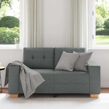 vidaXL Loveseat bank 160x77x82 cm stof donkergrijs, Verzenden, Nieuw, Stof, Minder dan 150 cm