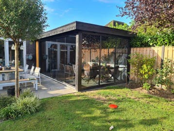 Overkapping en tuinhuis met glasschuifwanden, Verzenden, Nieuw, Overige typen