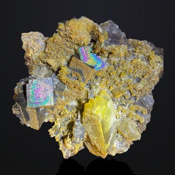 Natuurlijke regenboogfluoriet met calciet-kristalcluster –