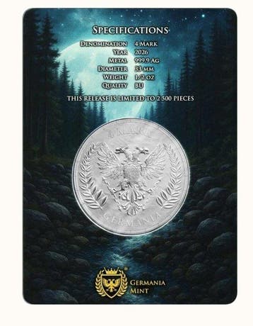 Duitsland. 4 Mark 2026 Germania – 1/2 oz Silver Coin – Ag