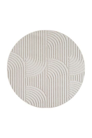 Rond Japandi Vloerkleed | Helix | Bogen | Crème | 120x120 cm, Verzenden, Nieuw